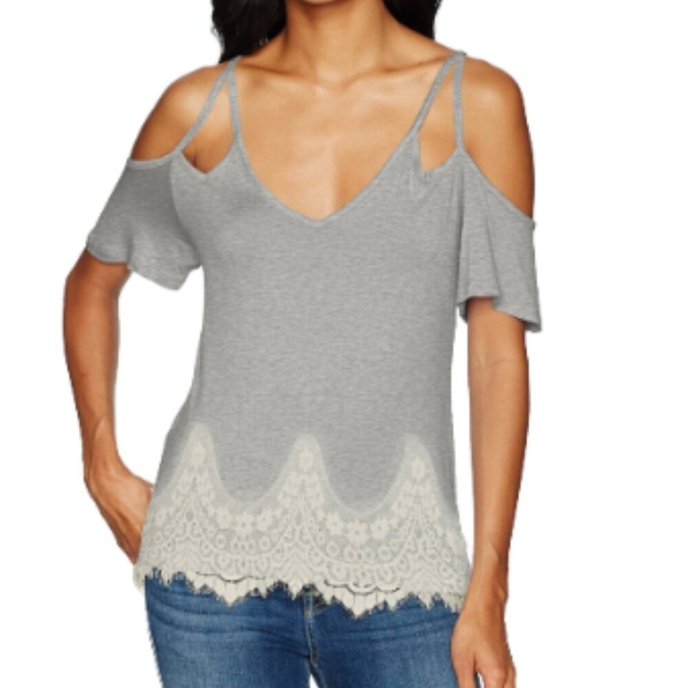 Self Esteem Juniors Lace Trim Knit Blouse Size Large NWT